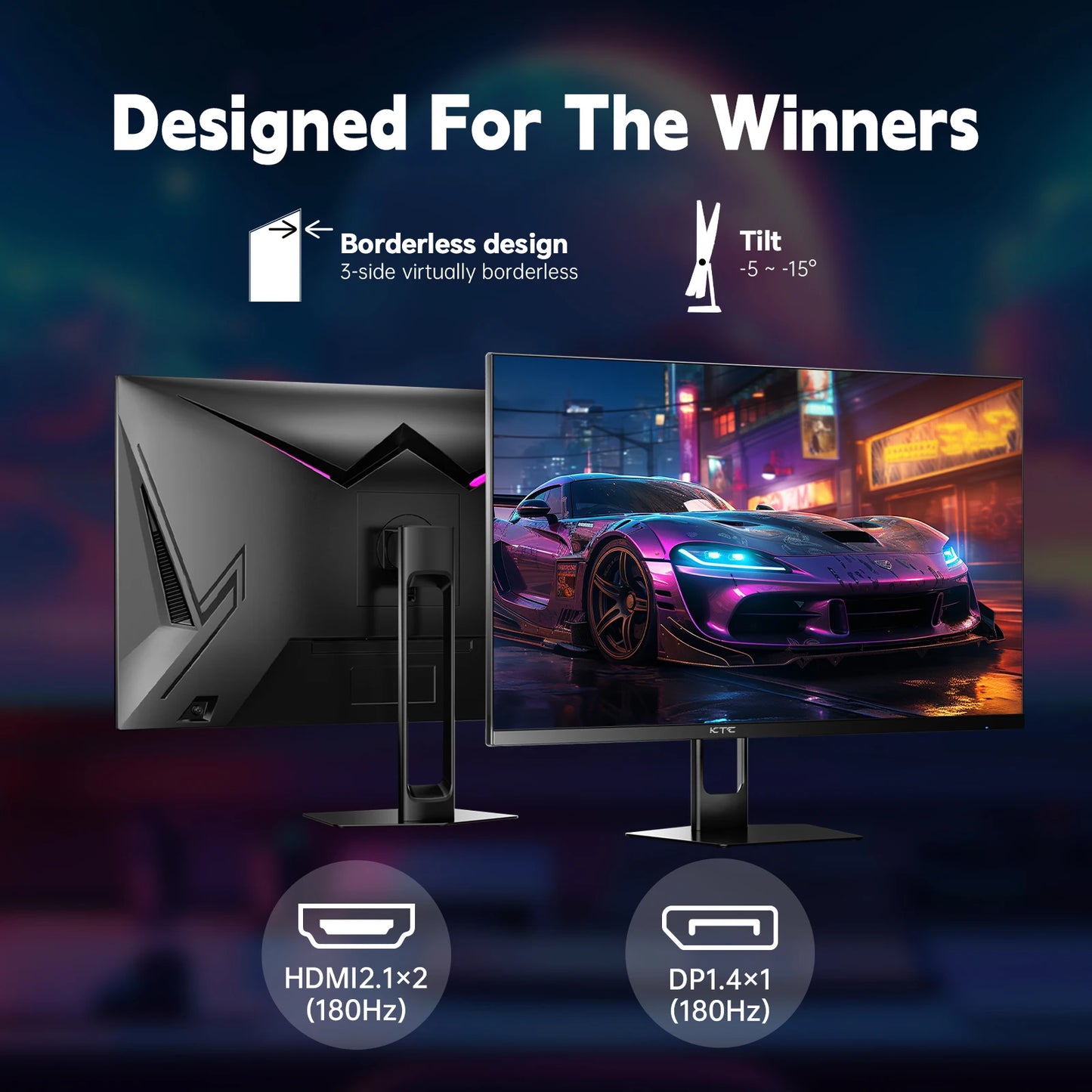 KTC Gaming Monitor 27 inch 180hz 1ms | Fast IPS Screen 1080p Monitor|2 x HDMI 2.0 &1 x Display Port 1.4 | Support Freesync and W